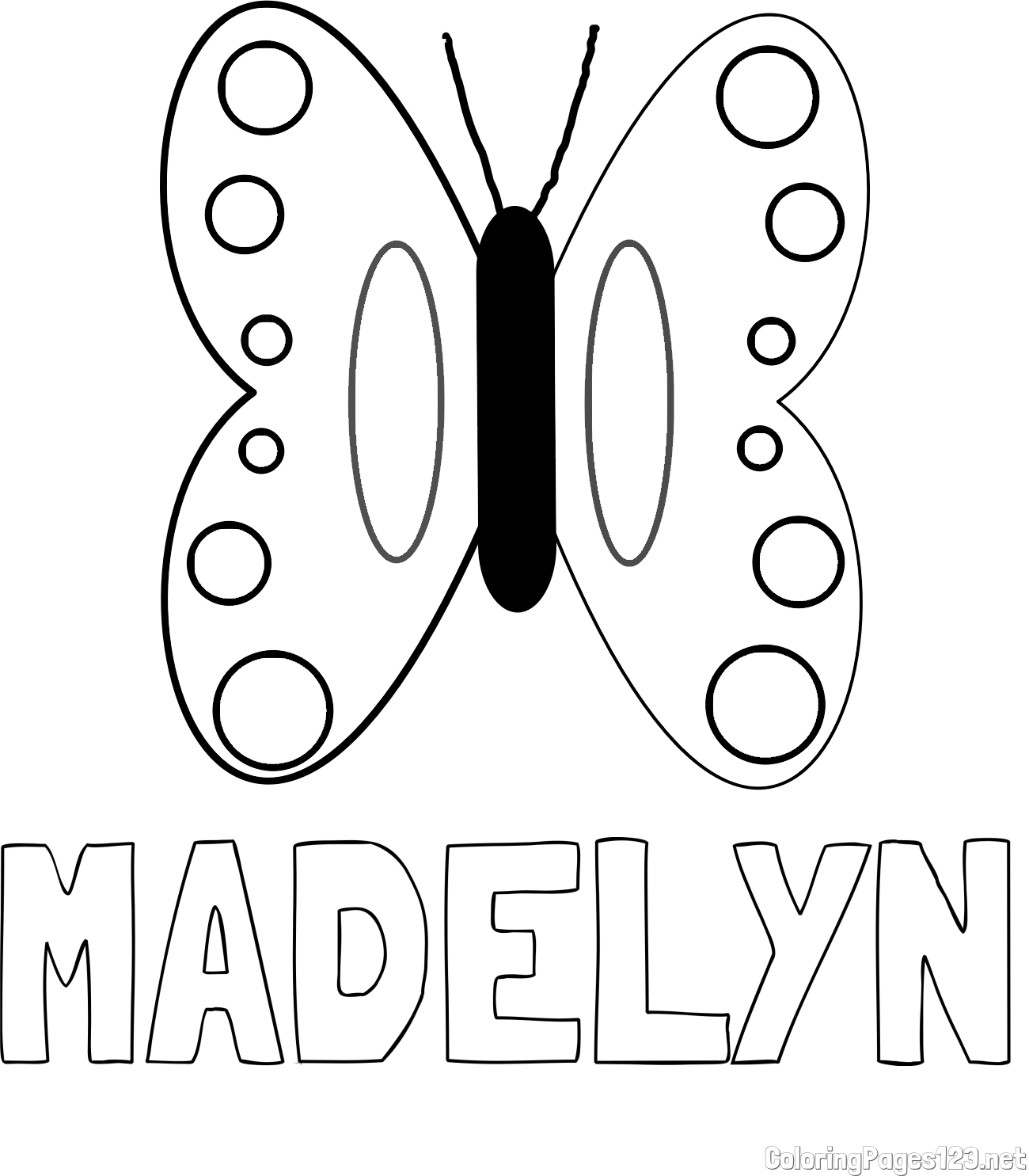MADELYN Coloring Page and Easy Butterfly Coloring Page