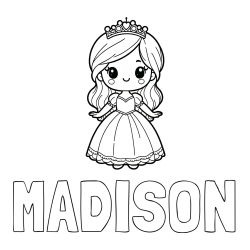 Online Created Coloring Page - MADISON Coloring Page alongside Coloring Page of a Cute Princess