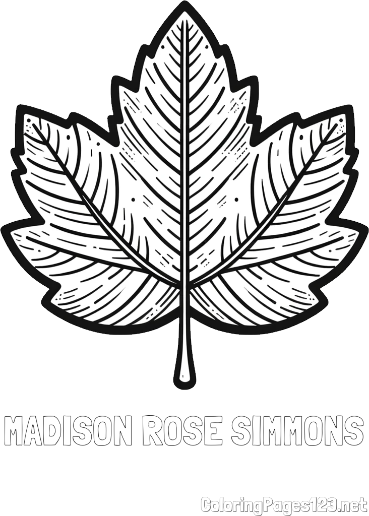 MADISON ROSE SIMMONS Coloring Page and Autumn Leaf Coloring Page