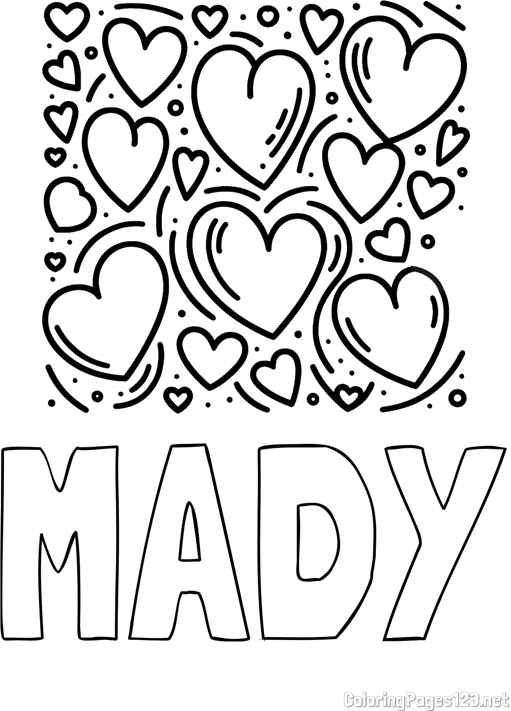 MADY Coloring Page alongside Free Printable Coloring Page of Hearts
