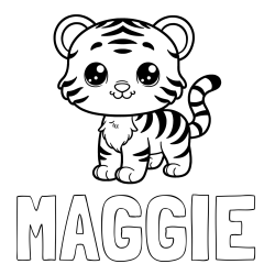 MAGGIE Coloring Page and Cute Tiger Cub Coloring Page
