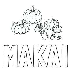 Online Created Coloring Page - MAKAI Coloring Page and Autumn Harvest Coloring Page - Acorns and Pumpkins