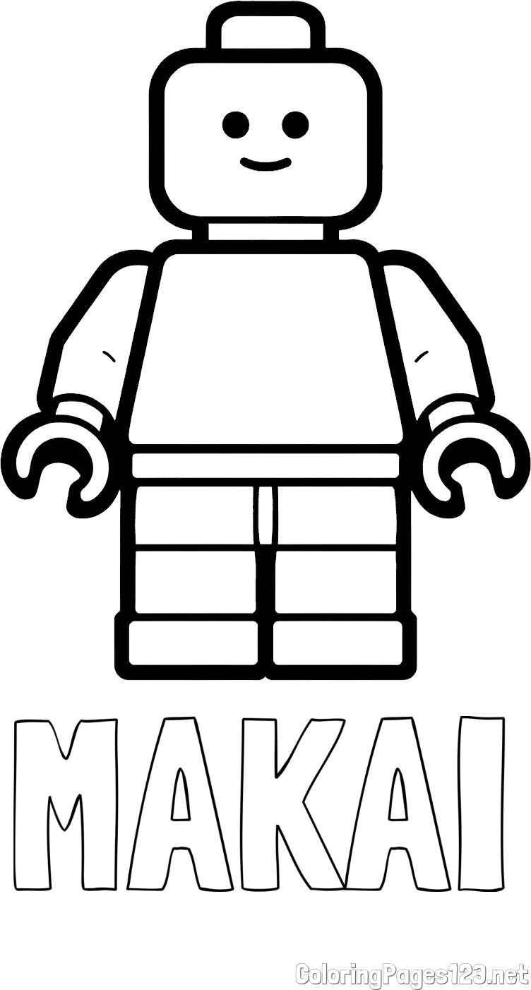 MAKAI Coloring Page and Easy LEGO Character Coloring Page