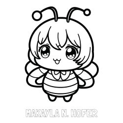 Online Created Coloring Page - MAKAYLA N. HOFER Coloring Page and Anime-Style Bee Coloring Page