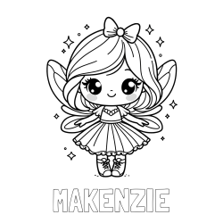 Online Created Coloring Page - MAKENZIE Coloring Page and Coloring Page of a Magical Fairy with a Cute Face