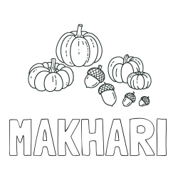 Online Created Coloring Page - MAKHARI Coloring Page and Autumn Harvest Coloring Page - Acorns and Pumpkins