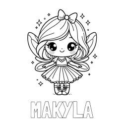 Online Created Coloring Page - MAKYLA Coloring Page and Coloring Page of a Magical Fairy with a Cute Face