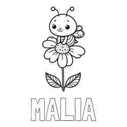 Online Created Coloring Page - MALIA Coloring Page and Coloring Page of a Cute Bee on a Flower