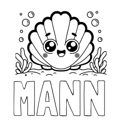 Online Created Coloring Page - MANN Coloring Page and Smiling Seashell Coloring Page for Kids
