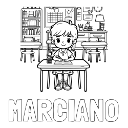 Online Created Coloring Page - MARCIANO Coloring Page and Cute Student in Class Coloring Page