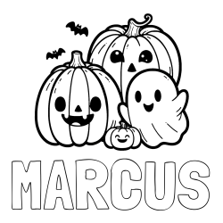 Online Created Coloring Page - MARCUS Coloring Page and Halloween Pumpkin and Ghost Coloring Page
