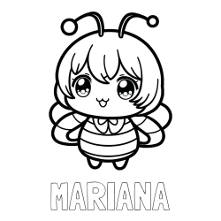 Online Created Coloring Page - MARIANA Coloring Page and Anime-Style Bee Coloring Page
