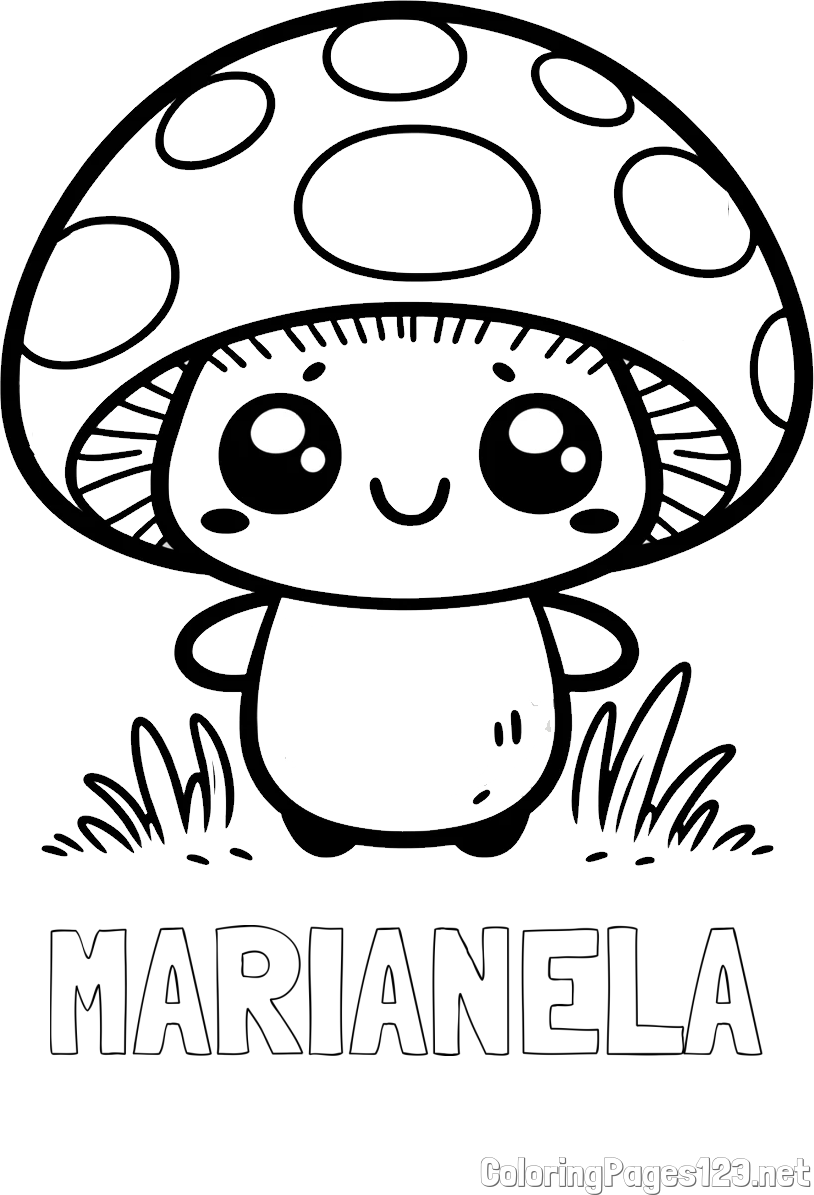 MARIANELA Coloring Page and Coloring Page of a Cute Mushroom