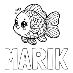 Online Created Coloring Page - MARIK Coloring Page and Coloring Page of a Cute Fish