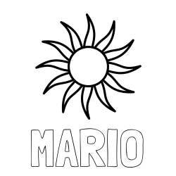 Online Created Coloring Page - MARIO Coloring Page and Simple Sun Coloring Page for Kids