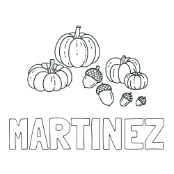 Online Created Coloring Page - MARTINEZ Coloring Page and Autumn Harvest Coloring Page - Acorns and Pumpkins