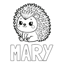 Online Created Coloring Page - MARY Coloring Page and Cute Hedgehog Coloring Page
