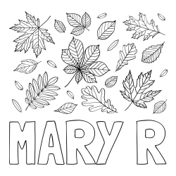 Online Created Coloring Page - MARY R Coloring Page and Autumn Leaves Coloring Page