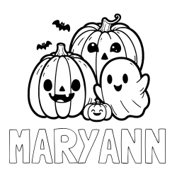 Online Created Coloring Page - MARYANN Coloring Page and Halloween Pumpkin and Ghost Coloring Page