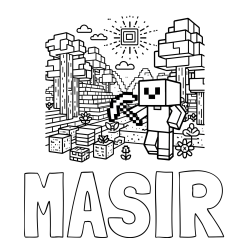 MASIR Coloring Page and Minecraft World Coloring Page