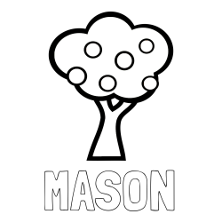 Online Created Coloring Page - MASON Coloring Page and Apple Tree Coloring Page