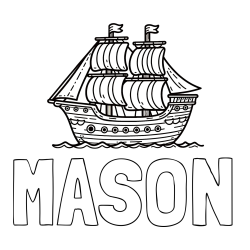 Online Created Coloring Page - MASON Coloring Page and Pirate Ship Coloring Page