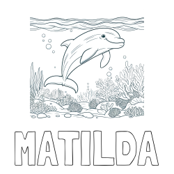 Online Created Coloring Page - MATILDA Coloring Page and Coloring Page of a Cute Dolphin Swimming in the Sea