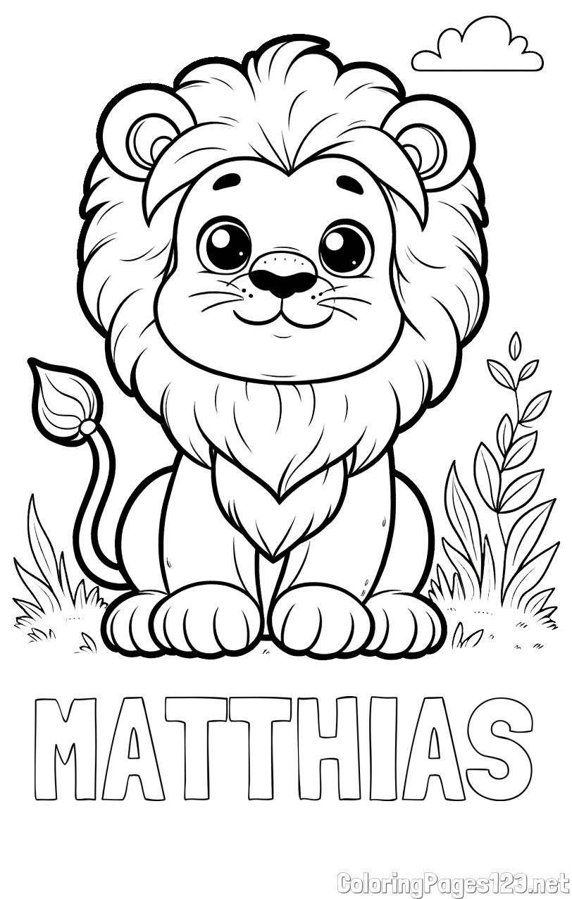 MATTHIAS Coloring Page and Cute Baby Lion Coloring Page