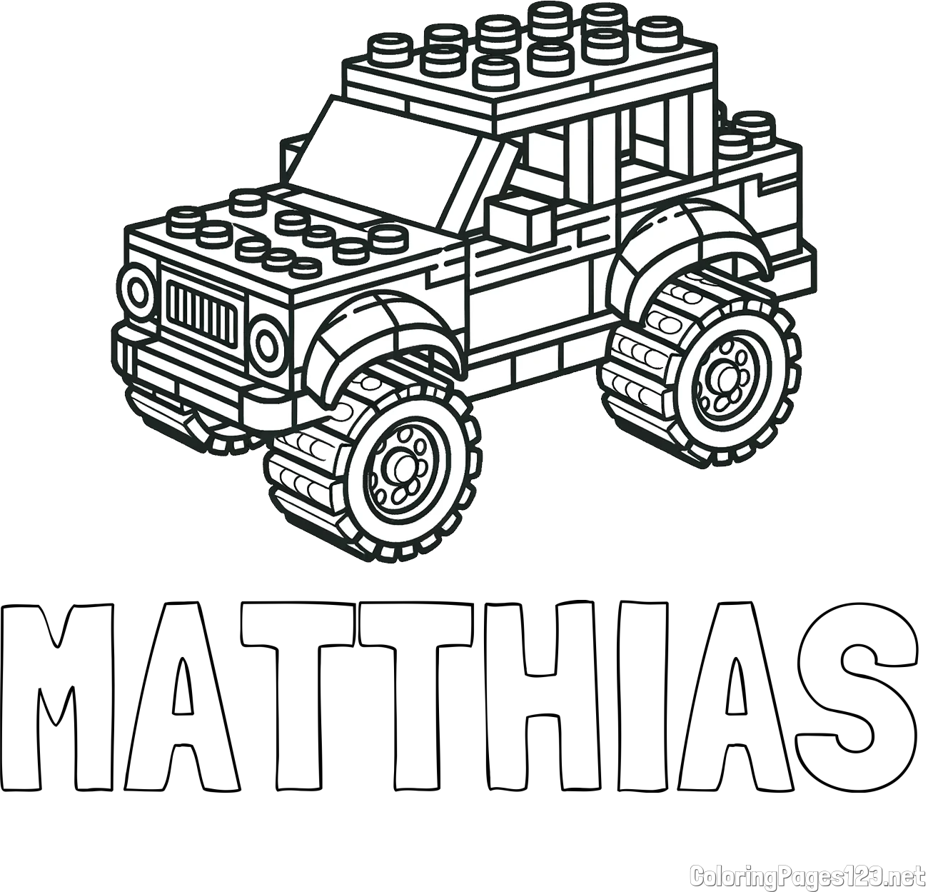 MATTHIAS Coloring Page and LEGO Jeep Coloring Page
