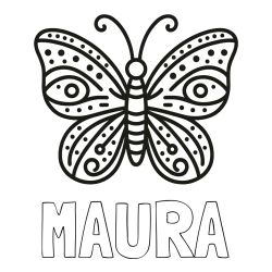 Online Created Coloring Page - MAURA Coloring Page and Butterfly Coloring Page (Simple)
