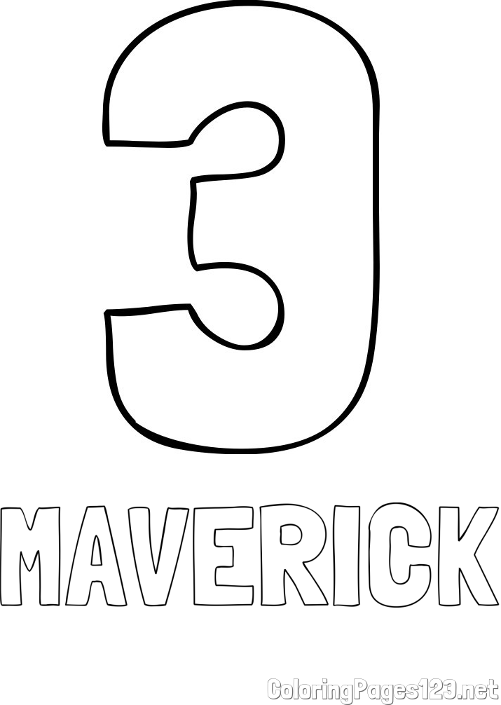MAVERICK Coloring Page and Coloring page of number three (3)