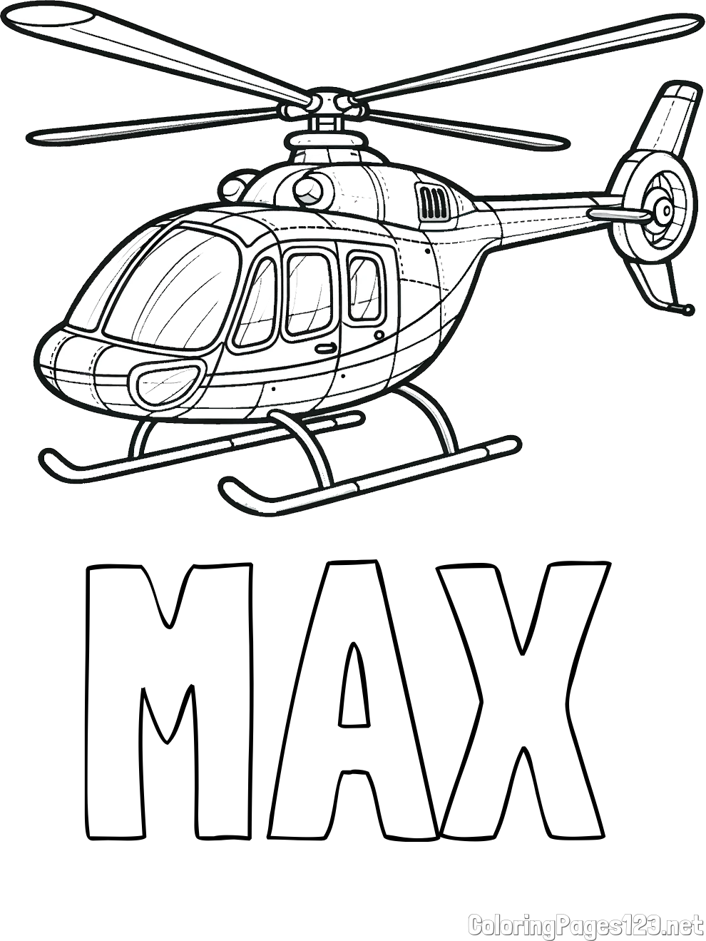 MAX Coloring Page and Coloring Page of a Police Helicopter