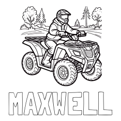 Online Created Coloring Page - MAXWELL Coloring Page and Motorist on ATV Coloring Page