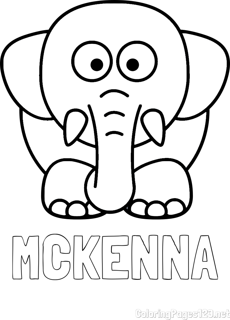 MCKENNA Coloring Page alongside Cute Elephant Coloring Page for Kids