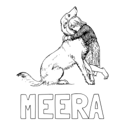 Online Created Coloring Page - MEERA Coloring Page and Coloring Page of an Adorable Dog Being Embraced by a Little Girl