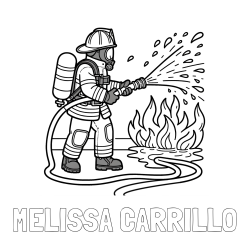 Online Created Coloring Page - MELISSA CARRILLO Coloring Page and A coloring page of a firefighter and a big fire
