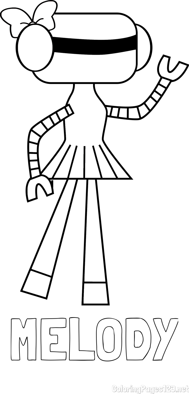 MELODY Coloring Page alongside Cute Robot Girl Coloring Page