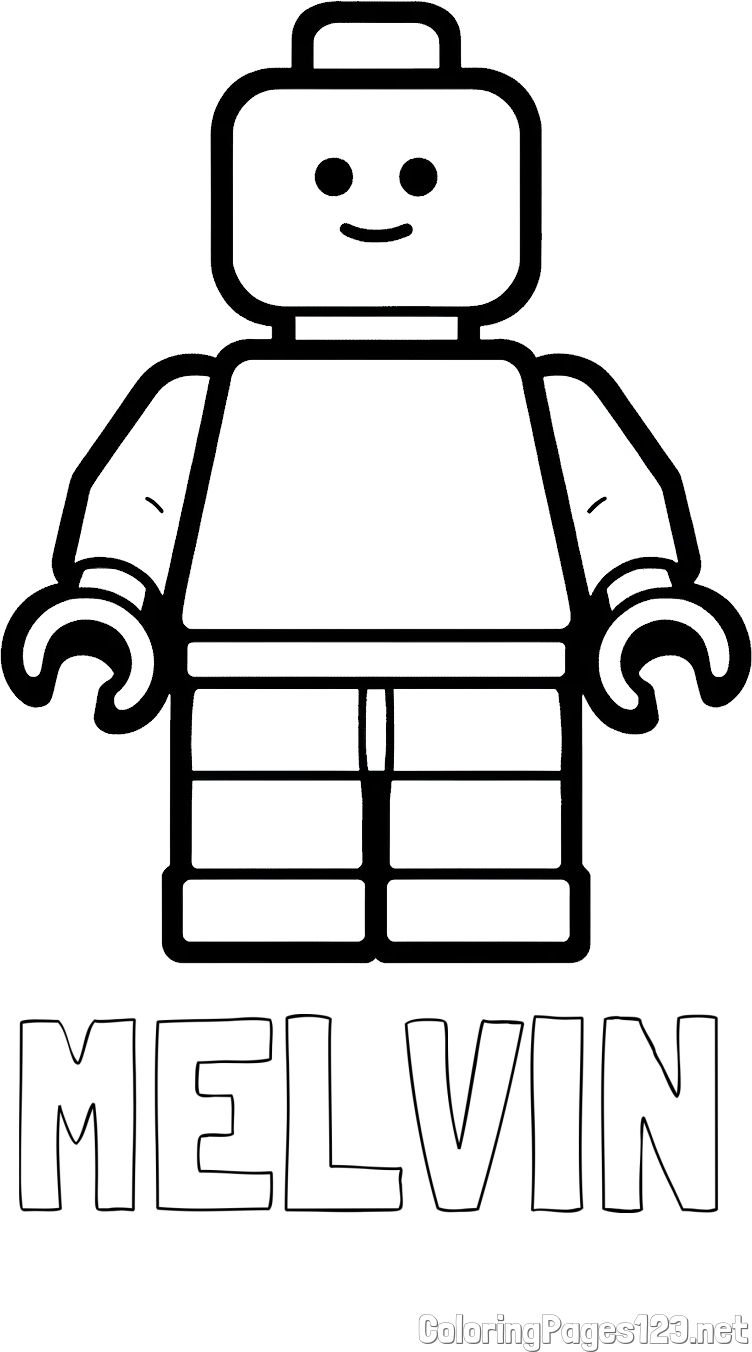 MELVIN Coloring Page and Easy LEGO Character Coloring Page