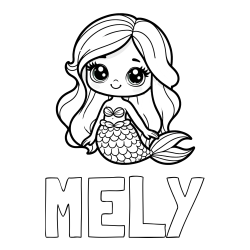Online Created Coloring Page - MELY Coloring Page and Coloring Page of a Very Cute Little Mermaid