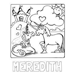 Online Created Coloring Page - MEREDITH Coloring Page and The Coloring Page of Love-Struck Unicorns
