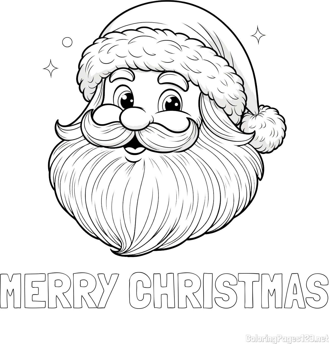 MERRY CHRISTMAS Coloring Page alongside Coloring Page of Santa Claus