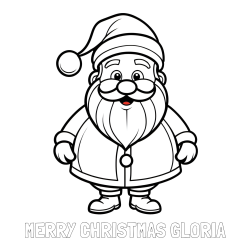 Online Created Coloring Page - MERRY CHRISTMAS GLORIA Coloring Page and Adorable Santa Claus Coloring Page for kids