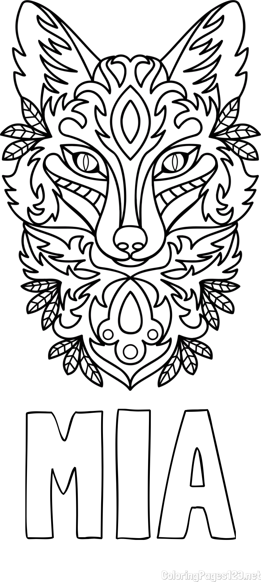 MIA Coloring Page alongside Wolf Mandala Coloring Page