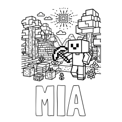 Online Created Coloring Page - MIA Coloring Page and Minecraft World Coloring Page