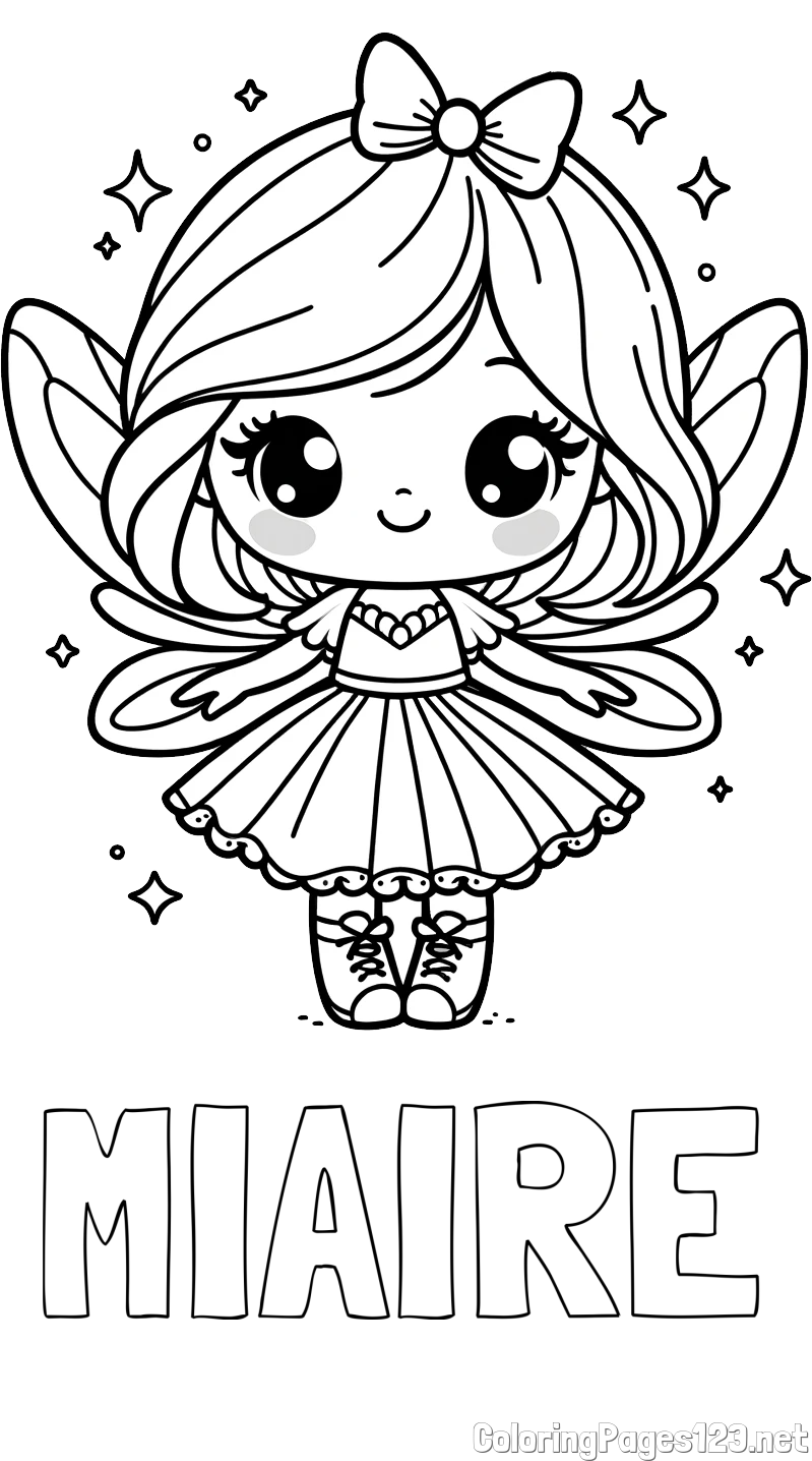 MIAIRE Coloring Page and Coloring Page of a Magical Fairy with a Cute Face