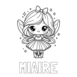 Online Created Coloring Page - MIAIRE Coloring Page and Coloring Page of a Magical Fairy with a Cute Face