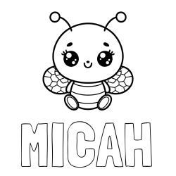 Online Created Coloring Page - MICAH Coloring Page and Children's Coloring Page of a Cute Bee