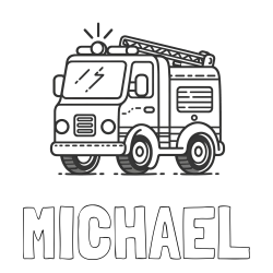 MICHAEL Coloring Page and Easy Coloring Page of a Fire Truck