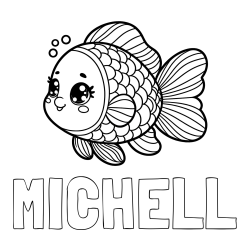 Online Created Coloring Page - MICHELL Coloring Page and Coloring Page of a Cute Fish