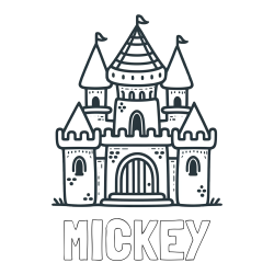 MICKEY Coloring Page and Beautiful Castle Coloring Page for Kids
